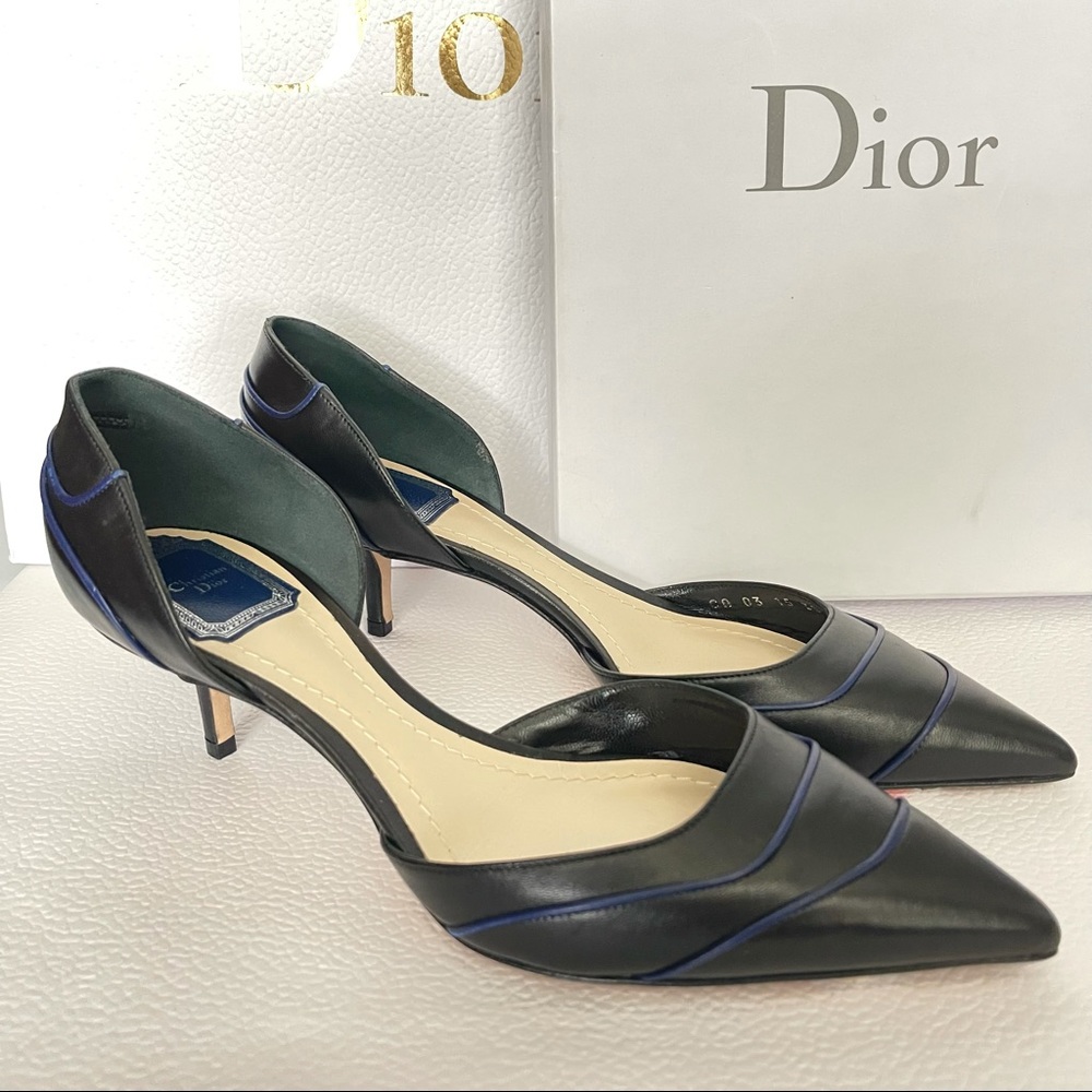 CHRISTIAN DIOR D'Orsay Pointy-Toe Kitten Heel Pump